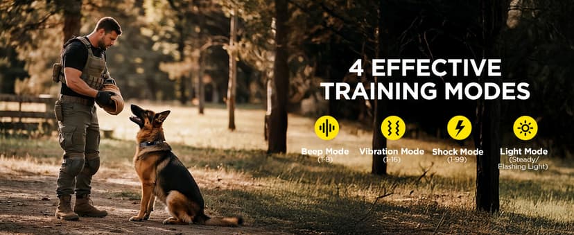 BLACKDOG Military Dog Shock Collar - 4200ft Dog Training Collar with Remote, 4 Training Modes, Flashlight & Strobe, 3-Month Battery, IP67 Waterproof Dog E Collar for All Breeds 5-150lbs (Dark Blue)