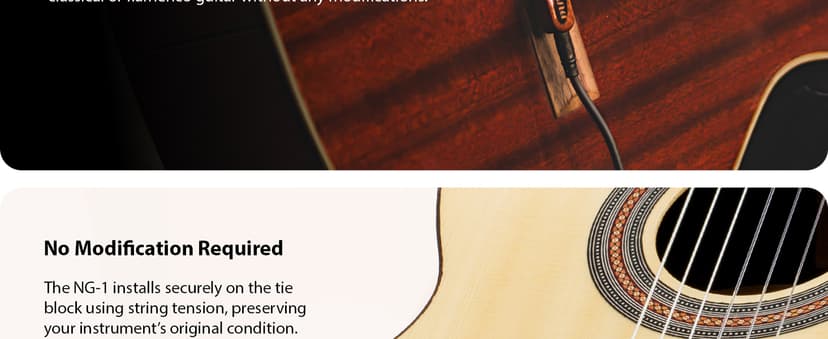 KNA NG-1 Piezo Pickup for Nylon String Guitar, Classical, Flamenco, Natural Acoustic Tone, Lightweight, Detachable, Easy Installation, Passive No Battery Required, Handcrafted in Europe