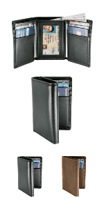 STAY FINE Top Grain Leather Wallet for Men | RFID Blocking | Extra Capacity Bifold Wallet with 2 ID Windows | Ultra Strong Stitching | Slim Billfold with 8 Card Slots | Gift for Him