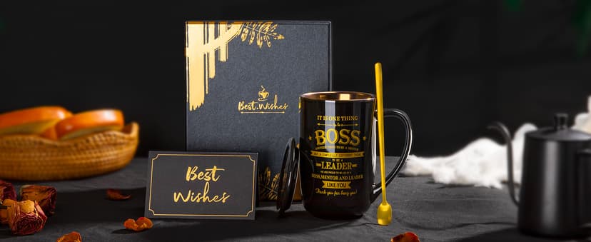 Boss Gifts - Best Bosses Day Gifts for Men Women - Funny Office Christmas Appreciation Gift for Boss Lady, Manager, Leader Female Male Birthday, Large 18 Oz Metal Glaze Ceramic Mug with Nice Gift Box