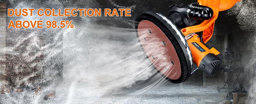 Drywall Sander, 1000W Popcorn Ceiling Removal Tool, Automatic Drywall Sander with Vacuum Dust Collection, LED Light, 6 Variable Speed 800-2200RPM, Foldable & Extendable Handle,15Pcs Sanding Discs