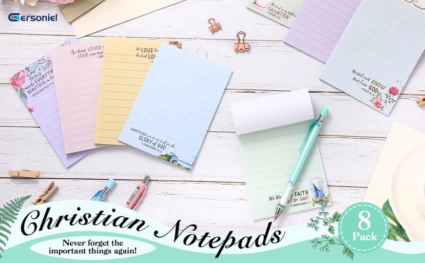 8 Pack Christian Sticky Notes Samll Scripture Inspirational Memo Pads Floral Design Adhesive Religious Bible Verse Quotes Notepads for Writing Diary Lists Schedules, 4 x 5. 5 Inch(Fresh Style)
