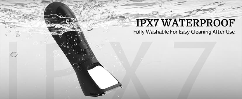 Bikini Trimmer for Women Men, 2 in 1 Electric Razors Shaver, IPX7 Waterproof Body Hair Trimmer with Mirror, LED Light & Display, Painless Pubic Hair Removal, Black