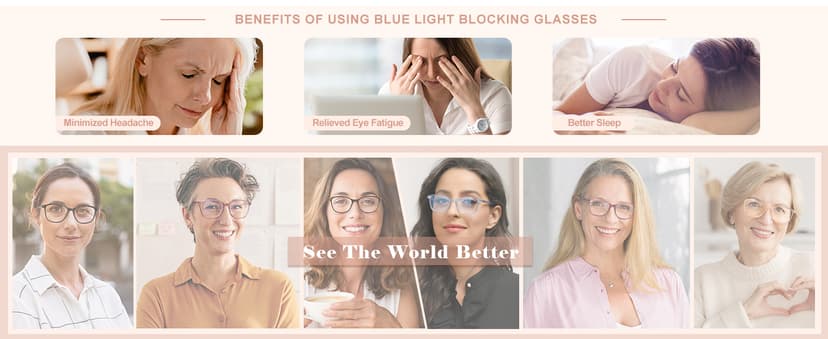Madison Avenue Square Vintage TR90 Blue Light Blocking Reading Glasses for Women, Anti Eyestrain/Glare Computer Readers