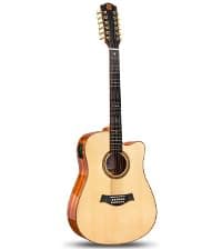 Vangoa 12 String Guitar Acoustic Electric, Upgraded Guitar 12 Strings Bundle for Beginner Intermediate Adults Teens, Guitarra de 12 Cuerdas, Spruce Top Bone Nut, Black, Matte