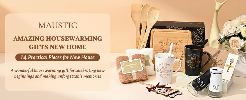 Maustic House Warming Gifts New Home, 14 Pcs New House Gift Basket, Housewarming Present for Homeowners Couples Women, Closing Gifts for Home Buyers B0DSBQYSJW