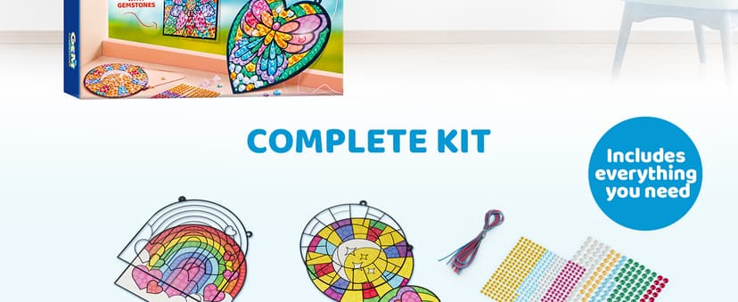 Klever Kits 4PCS Window Art Suncatcher Kits, Fun Gem Painting Kits, Diamond Art and Crafts for Boys Girls, Great Crafts Gift for Kids Birthdays Christmas Ages 6+