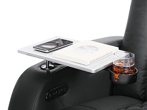 Weilianda Home Theater Seating Top Grain Leather, Zero Gravity Movie Theater Chairs Set, Power Headrest Recliner Chair Gaming Seats, 7 Colors Mood Light Sofa with Tray Table USB Charge Row of 3 Black