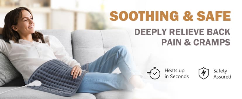 Heating Pad for Back, Neck, Shoulder Pain & Cramps Relief, Electric Heating Pad with 6 Heat Settings, Auto-Off, Moist Dry Heat Options, Fathers Day for Dad Husband, Mens Gifts for Dad Husband Him