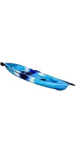 Fishing Kayaks, 12.4FT, 2-3 Person Sit on Top Kayak for Adults with Paddle & Comfortable Seat, Capacity of 600LBS, Hard Shell Recreational Ocean Kayak Boat