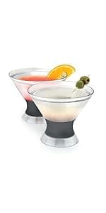 Host Wine Freeze Cup Set of 2 - Plastic Double Wall Insulated Wine Cooling Freezable Drink Glasses with Freezing Gel, Wine Glass Gift for Red and White Wine, 8.5 oz Marble