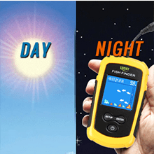 LUCKY Kayak Portable Fish Depth Finder Water Handheld Fish Finder Sonar Castable Kayak Boat Fishfinder Transducer Fishing LCD Display FFC1108