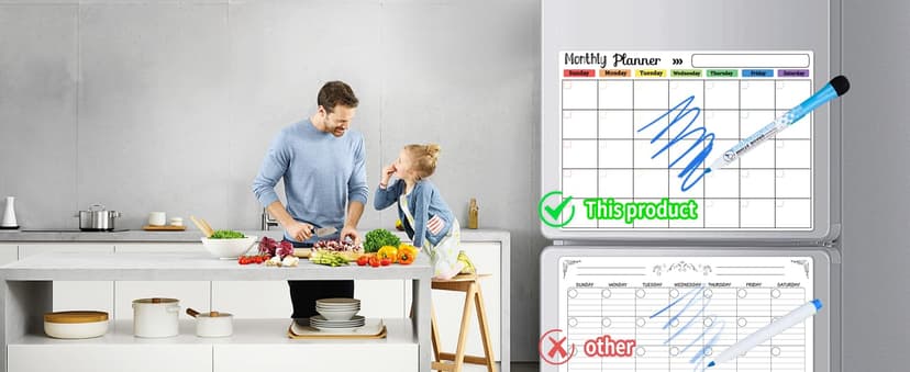 Hivillexun Magnetic Dry Erase Calendar Whiteboard Set (3-Pack) for Fridge, Wall, and Refrigerator Organization – Monthly, Weekly, and Daily Planners with 8 Markers and Eraser