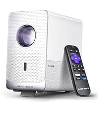 Aurzen EAZZE D1 Smart Projector with WiFi and Bluetooth, Netflix-Officially-Licensed, Auto Focus & Keystone, DoIby Audio, Zoom, Native 1080P Movie, Portable Outdoor Mini Projector, White