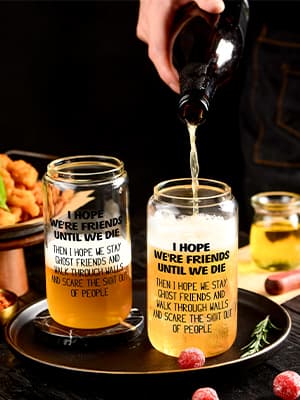 Gifts for Women Men, 16oz Drinking Glass Cup, Unique Friendship Gift for Best Friend BFF Bestie, Funny Personalized Birthday Christmas Valentines Mothers Day Present for Her Him Coworker Sister Female