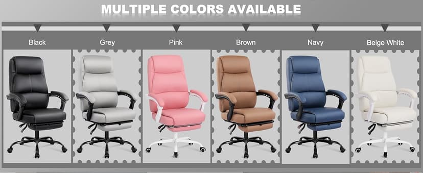 Misolant Big and Tall Office Chair with Footrest, High Back Desk Chair with Linkage Armrest, 90-155° Recline Executive Computer Chairs with Adjustable Height for Home