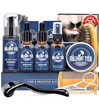 Beard Kit for Men Grooming & Care W/3 Pack Beard Oil, Wash, Balm, Comb, Brush, Scissors,Anniversary Valentines Birthday Fathers Gifts Idea for Husband Him Boyfriend Dad Men Christmas Stocking Stuffers