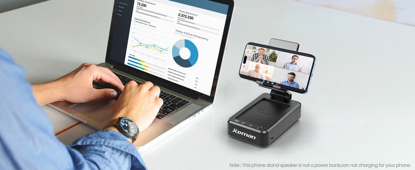 Cell Phone Stand with Wireless Bluetooth Speaker and Anti-Slip Base HD Surround Sound Perfect for Home and Outdoors with Bluetooth Speaker for Desk Compatible with iPhone/ipad/Samsung Galaxy