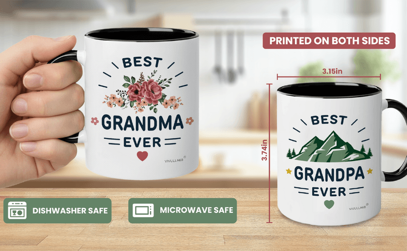 Vivulla68 Christmas Gifts For Grandparents Mug Set 11Oz, Best Grandparents Ever Gifts, Present for Grandma Grandpa Cups, Gift Ideas From Grandkids, Grandchildren, Baby Reveal for Nana Papa