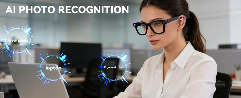 2026 AI Smart Glasses with Camera,8MP HD Video Recording Camera Glasses,Voice Control,Object Recognition,Real-Time Translation,Smart Sunglasses with Bluetooth Call,for Travel, Conferences & Vlogging