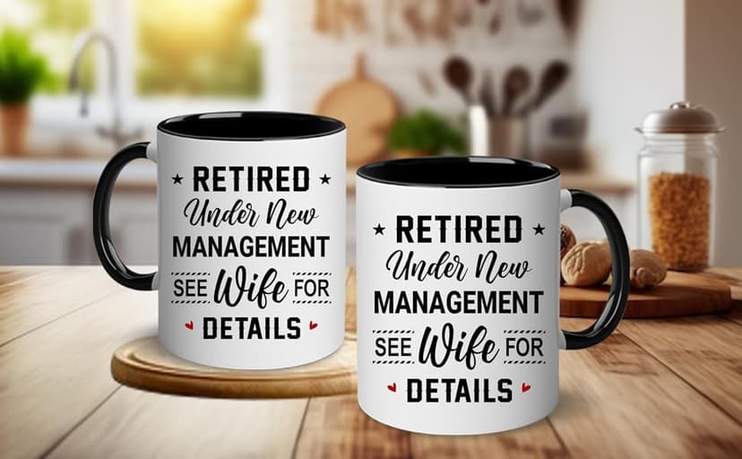 WHIDOBE Christmas Gift For Retired Men Women - Retirement Mug - Retirement Gifts - Retired Under New Management See Wife For Details Present - Retiree Gift For Husband, Dad, Boyfriend, Boss, Coworker