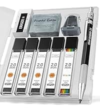 Four Candies 2MM Mechanical Pencil Set with case, Artist Led Pencil Metal Lead Holder with 60PCS Graphite Lead Refill (HB, 2H, 2B, 4B, Color) Kneaded Eraser, Sharpener for Writing, Drawing, Sketching