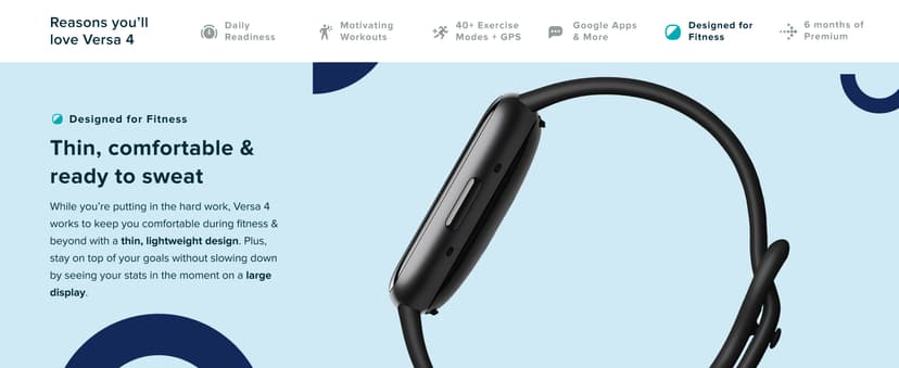 Fitbit Versa 4 Fitness Smartwatch with Daily Readiness, GPS, 24/7 Heart Rate, 40+ Exercise Modes, Sleep Tracking and more, Pink Sand/Copper Rose, One Size (S & L Bands Included)