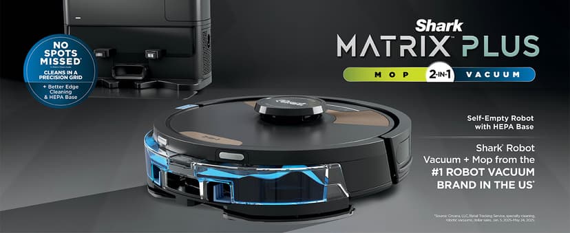 Shark Matrix Plus Robot Vacuum and Mop with Self-Empty HEPA Base, Sonic Mopping, Matrix Clean, Home Mapping, HEPA Bagless Self Empty Base, CleanEdge, for Pet Hair, UR2650WS