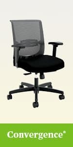 HON Convergence Ergonomic Office Chair with Mesh Back, Adjustable Arms, Lumbar Support, Synchro‑Tilt Desk Chair with Wheels for Home Office or Computer Use, Black Frame, Black