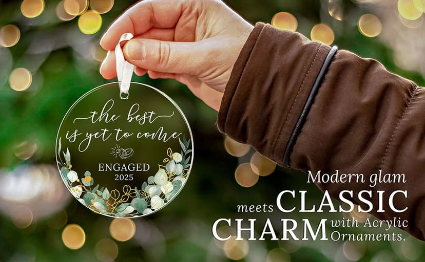 HEXMOZ Engagement Gifts for Couples - Engagement Gift for Newly Engaged Couples, Women, Fiance, Her - Bride to Be Gifts, First Christmas Just Engaged Acrylic Ornament 2025 - Party Decorations