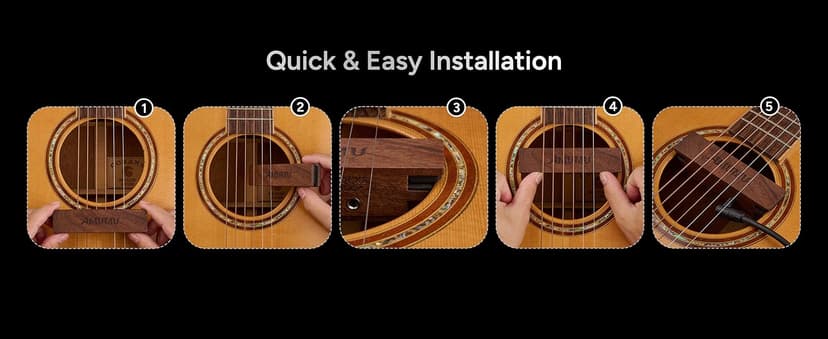 AMUMU SP30WN Walnut Woody Soundhole Pickup with Neodymium Magnet for Acoustic Guitars – Single Coil, Passive, Battery-Free, Clear & Balanced Acoustic Tone