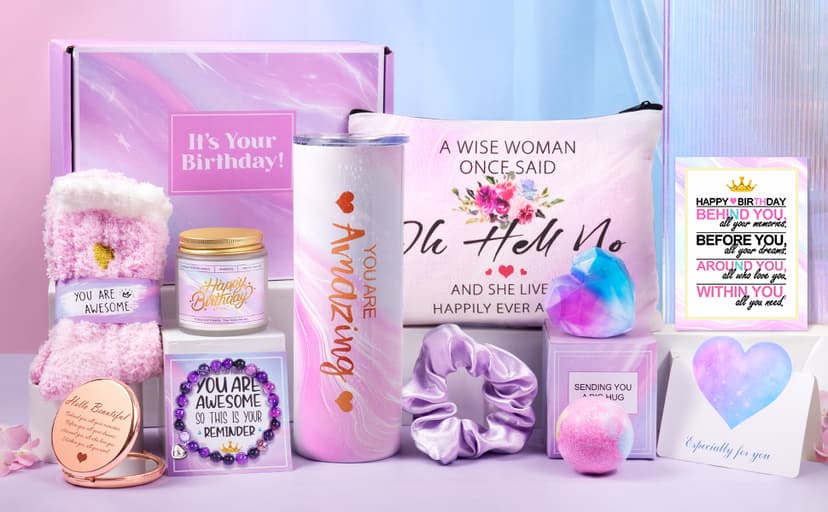 Happy Birthday Gifts for Women, Best Friend Birthday Gifts Basket for Girls Her Daughter Niece Granddaughter Female Sister Mom Coworker, Spa Gift Basket for Women