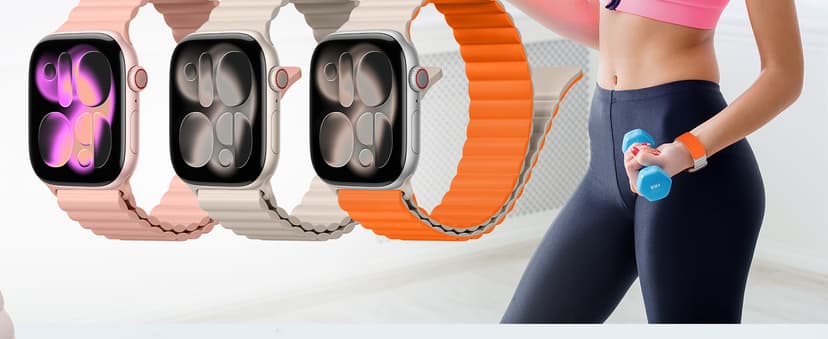 Magnetic Sport Bands for Apple Watch Band 40mm 38mm 41mm 42mm 44mm 45mm 46mm iWatch bands for Women Men,Silicone Loop Strap Wristband for Apple Watch Series 11 10 9 8 7 6 5 4 3 SE 3/2nd Ultra/3/2 49mm