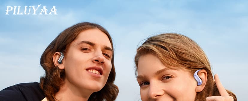 Piluyaa Open Ear Earbuds Bluetooth AI Ear Buds 60Hrs Playtime Wireless Over Headphones with Earhooks IPX7 Waterproof Touch Control Air Conduction Sport Headsets Earphones for Workout Running Black