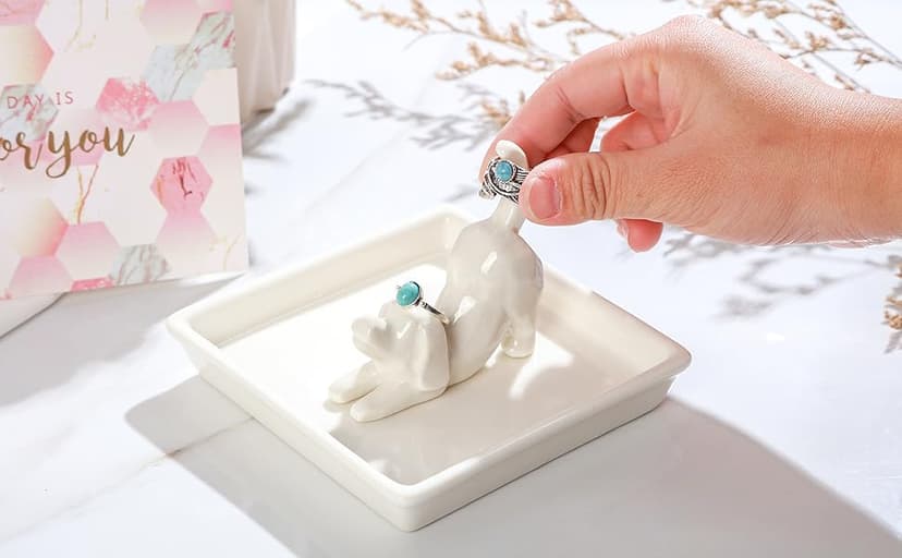 PUDDING CABIN Dog Mom Gifts for Women: Dog Lover Ring Holder Dish Jewelry Holder, Perfect for Mothers Day, Birthday, Wedding, Christmas