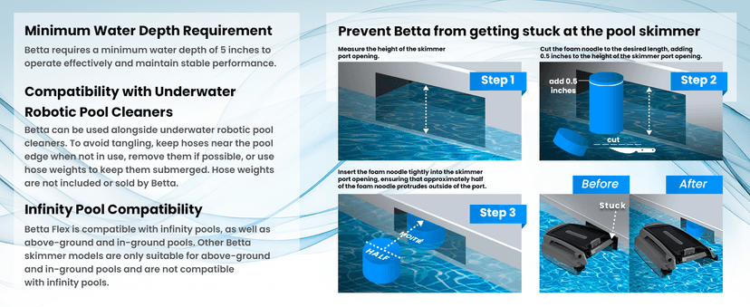Betta SE Plus - Solar-Powered Robotic Pool Skimmer with 24/7 Continuous Cleaning Power, Dual Charging Options, Twin Salt Chlorine Tolerant Motors, and Shallow Water Safeguard
