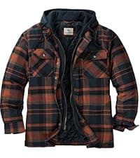Legendary Whitetails Men's Plaid Flannel Shirt Jacket Quilted with Hood Polyfill Insulated