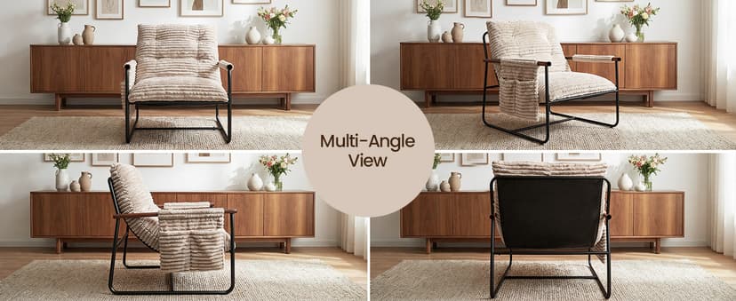 Comfy Accent Chair Cozy Reclining Sleeper Oversized Recliner Arm Chairs for Living Room Modern Lounge Armchair with Wood Armrests Sturdy Upholstered Single Sofa for Bedroom Home Office