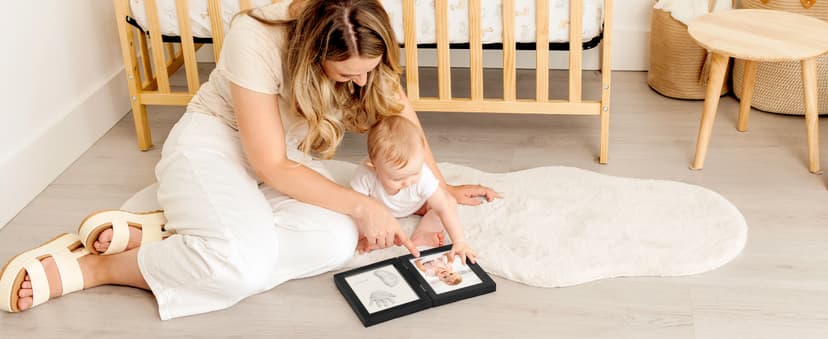 Baby Hand and Footprint Kit, Quick Dry Clay - Newborn Keepsake Feet and Handprint Kit, Nursery Picture Frame, Pet Dog Paw Prints,Personalized New Mom Gifts for Baby Showers & Registry(Onyx Black)