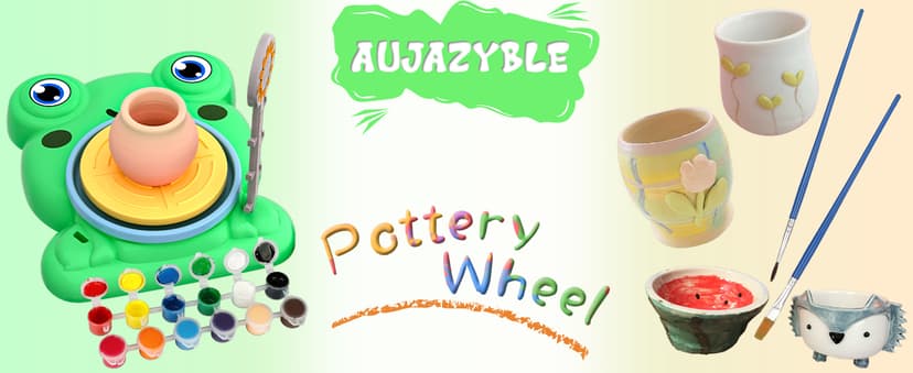 Pottery Wheel for Kids - Complete Pottery Painting Kit Arts and Crafts for Kids Ages 8-12 with 3 Pack Air Dry Clay Art Supplies Toys for Girls Boy Birthday Gift for 6 7 8 9 10 11 12+