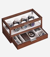 SONGMICS SONGMICS 12-Slot Watch Box, 2-Tier Watch Display Case with Large Glass Lid, Removable Watch Pillows, Velvet Lining, Jewelry Box, Gift Idea, Rustic Walnut UJOW012K01