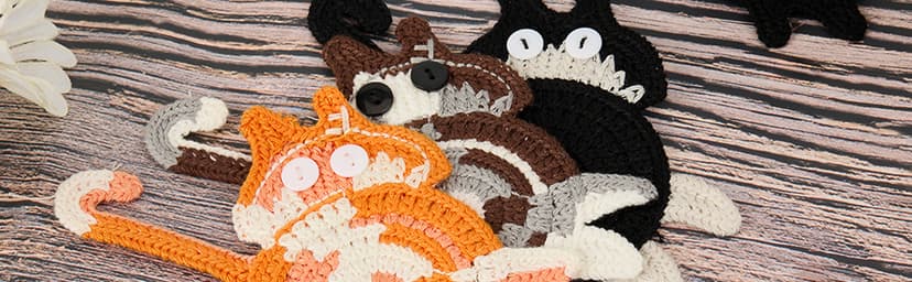 Drink Coaster | Cat Gifts for Cat Lovers,Fun Woven Creative Coasters,Cute Coffee Coaster for Home Decor Tabletop Protection Suitable for Kinds Cups (3PC)