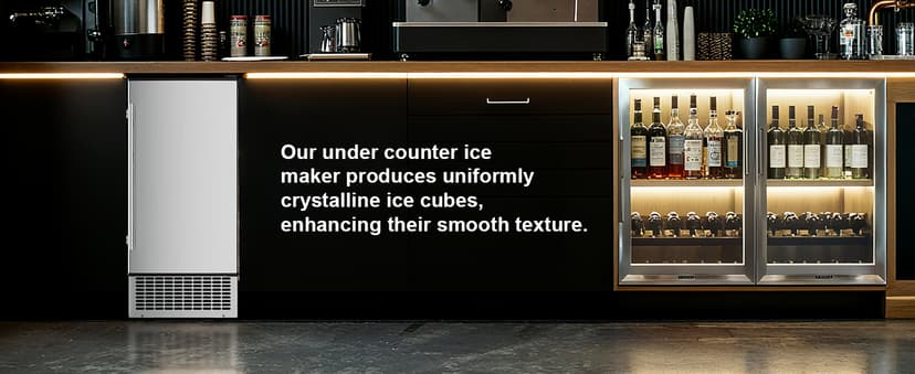 15'' Commercial Under Counter Ice Maker 110 LbS/Day Stainless Steel Ice Machine Built-in Freestanding Ice Maker with 30 Lb Bin Auto-Cleaning 24H Timer Gravity Drainage for Commercial Home