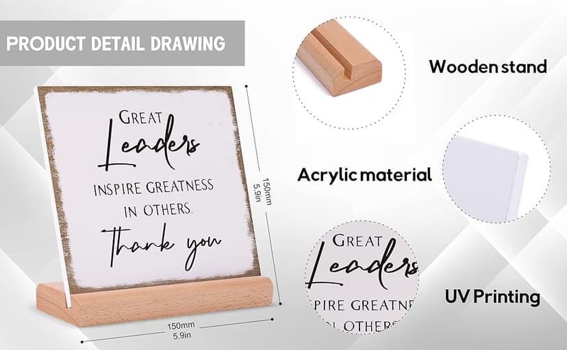 Afterprints Boss Gifts for Men Women, Thank You Acrylic Plaque, Appreciation Gifts for Boss Great Leaders Supervisor on Christmas, Retirement, Leaving, Leaders Signs with Wooden Stand