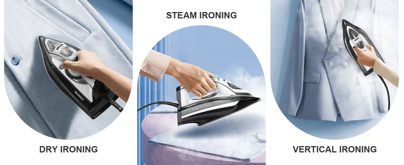 IRONDAY 1700W Steam Iron for Clothes, Rapid Heating, 3-Way Auto-Off, Spray Mist, Steam Burst, 14.07oz Water Tank, Adjustable Thermostat Dial