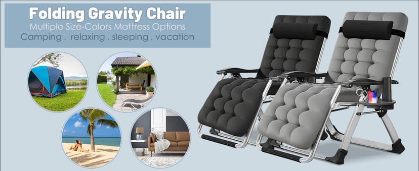 Slsy Zero Gravity Chair, Reclining Lounge Chair with Removable Cushion & Tray for Indoor and Outdoor, Patio Recliner Folding Reclining Chair
