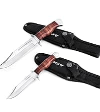FLISSA Survival Hunting Knife with Sheath, 15-inch Full Tang Fixed Blade Tactical Bowie Knife with Sharpener & Fire Starter for Camping, Outdoor, Bushcraft