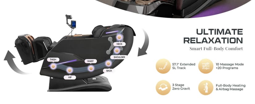 4D Massage Chairs Full Body,Zero Gravity SL-Track Shiatsu Massage Chair Recliner,Core Heating,20 Massage Techniques,Deep Yoga Stretch,Foot Rollers, Ai Voice,Touch Screen,Wireless Charging