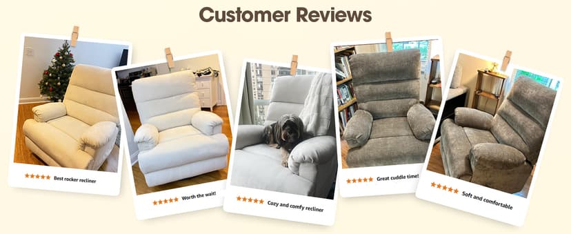 Large Glider Rocker Recliner,Beige Swivel Rocking Recliner Chair,Reclining Sofa Rocking Chair Nursery,23 Inches Deep Seat & 27 inches High Back,for Living Room, Bed Room (Beige)