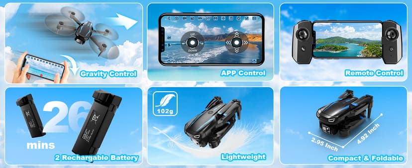 Drone with 1080P Camera, Foldable Remote Control Quadcopter for Adults Beginners, Mini Drone with Stable Hover, Waypoint Fly, 3D Flips, One Key Start, 2 Batteries, Easy to Fly Indoors & Outdoors